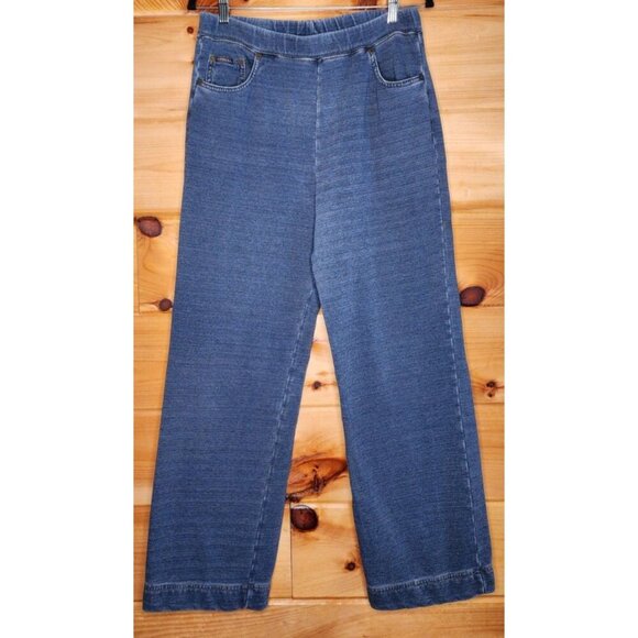 Ralph Lauren Pull on Pants Women size Medium Denim Look Pockets Stretchy - Picture 6 of 12